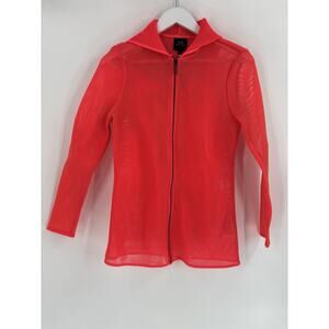 Armani Exchange Jacket Womens Small Pink Neon Mesh Full Zip Hooded Breathable